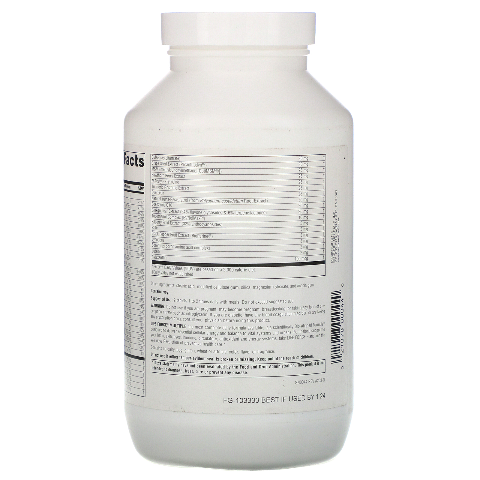 Comprar Source Naturals, Life Force Multiple, Sem Ferro, 180 Comprimidos - Imagem 2