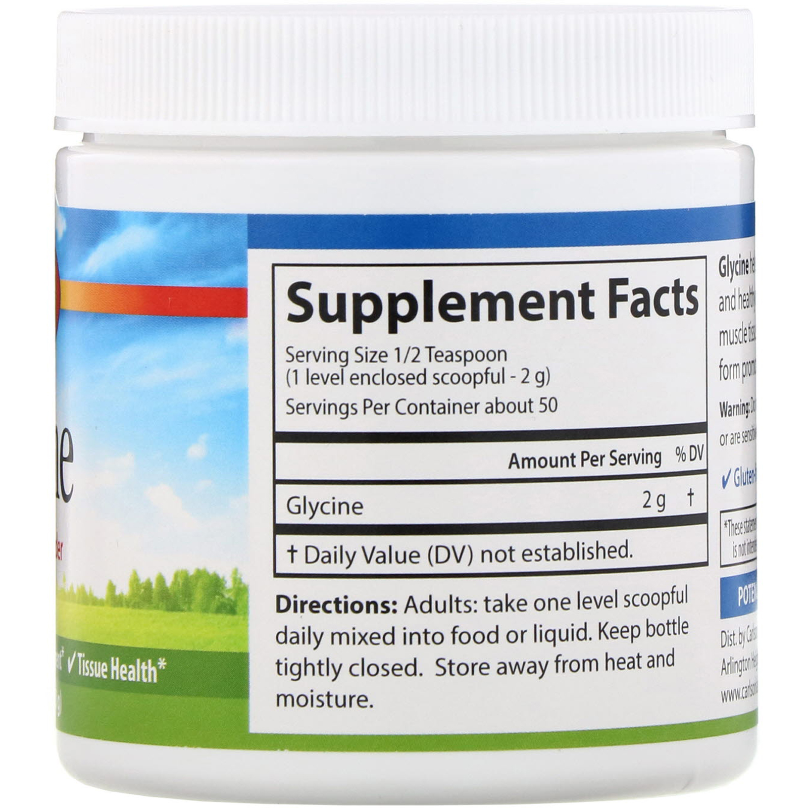 Comprar Carlson Labs, Glicina, Aminoácido em Pó, 3,53 oz (100 g) - Imagem 2