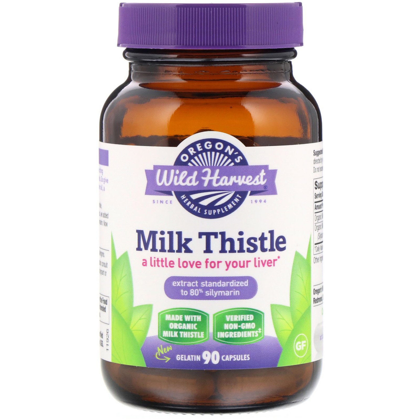 Comprar Oregon's Wild Harvest, Milk Thistle, 90 Gelatin Capsules