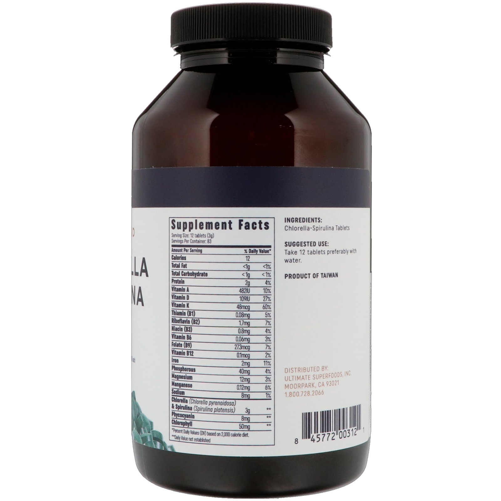 Comprar Ojio, Comprimidos de Chlorella Espirulina, Mistura 50/50, 250 mg, 1000 Comprimidos - Imagem 2