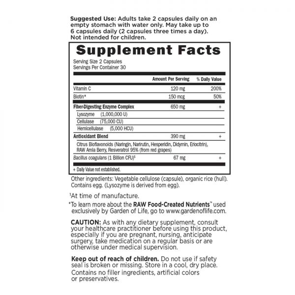 Comprar Garden of Life, Probiótico RAW Candida Cleanse - 60 Cápsulas Vegetarianas - Imagem 5