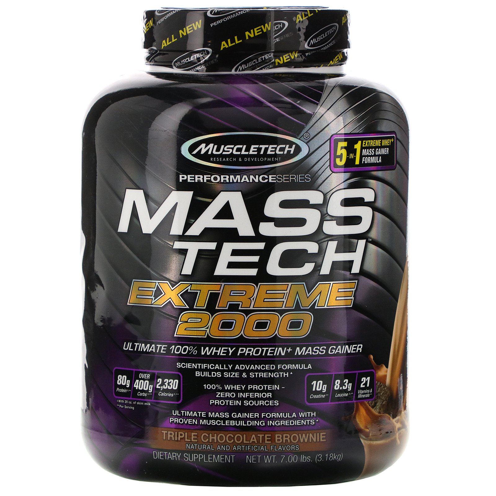 Comprar Muscletech, Mass Tech Extreme 2000, Brownie Triplo de Chocolate, 3,18 kg (7,00 lb)