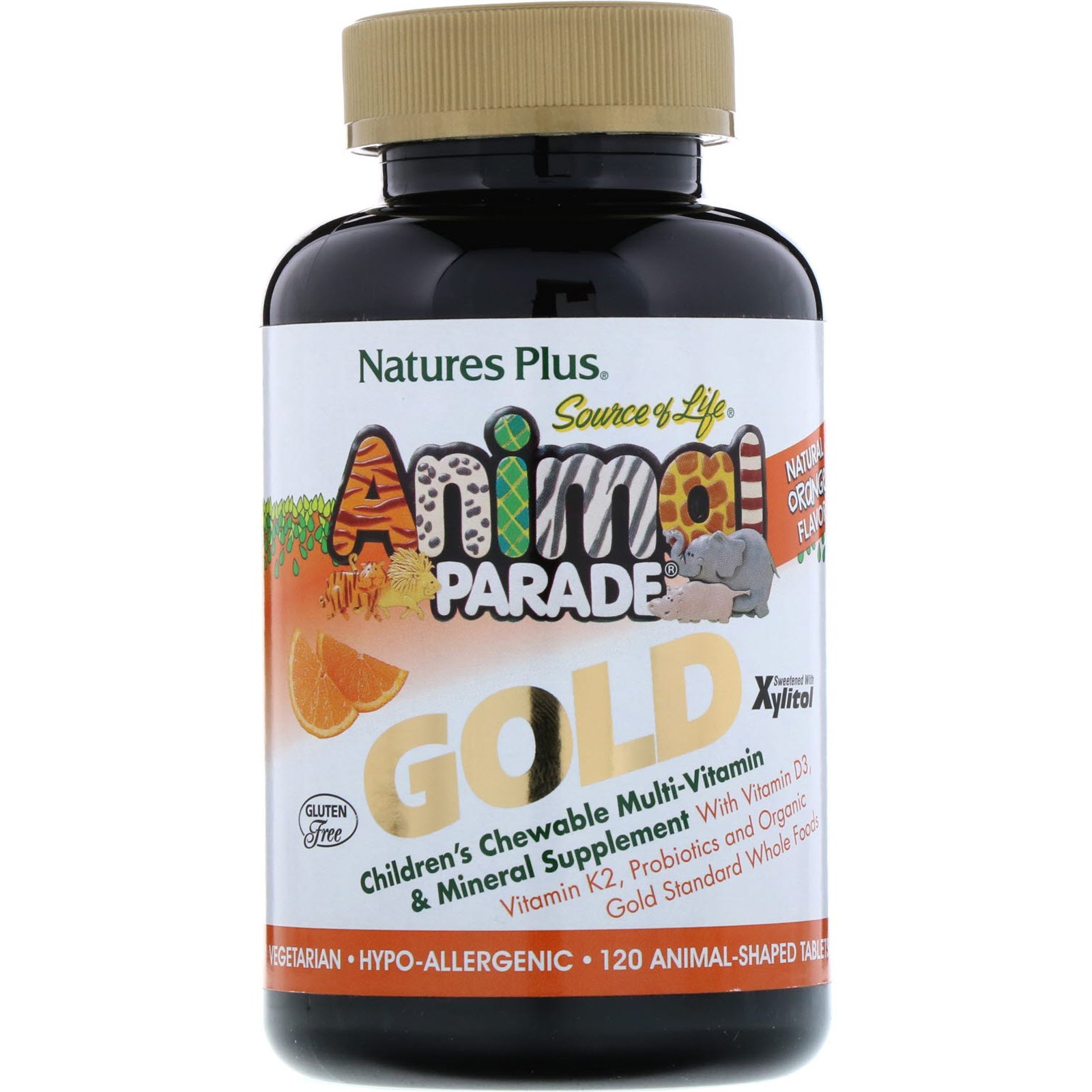 Comprar Nature's Plus, Fonte de Vida Desfile Animal, Ouro, Suplemento Multi-vitamínico e Mineral Mastigável para Crianças, Sabor Natural de Laranja 120 Animais - Imagem 3