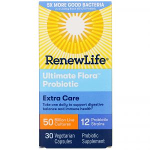 Comprar Renew Life, Cuidado Extra, Probiotico Ultimate Flora, 50 Bilhões de Culturas Vivas, 30 Cápsulas Vegetais
