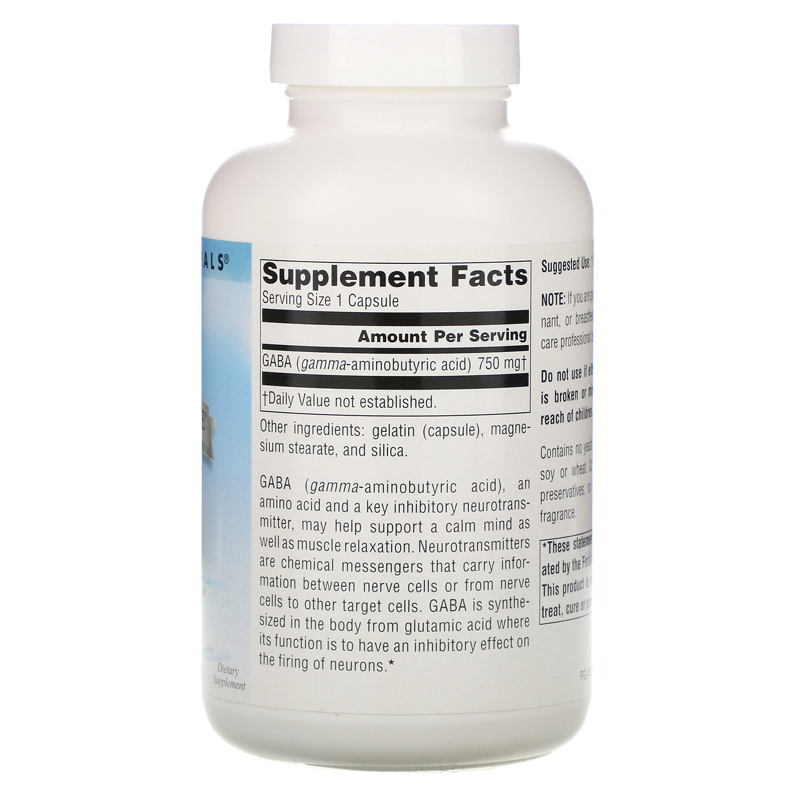 Comprar Source Naturals, GABA, 750 mg, 180 Comprimidos - Imagem 2