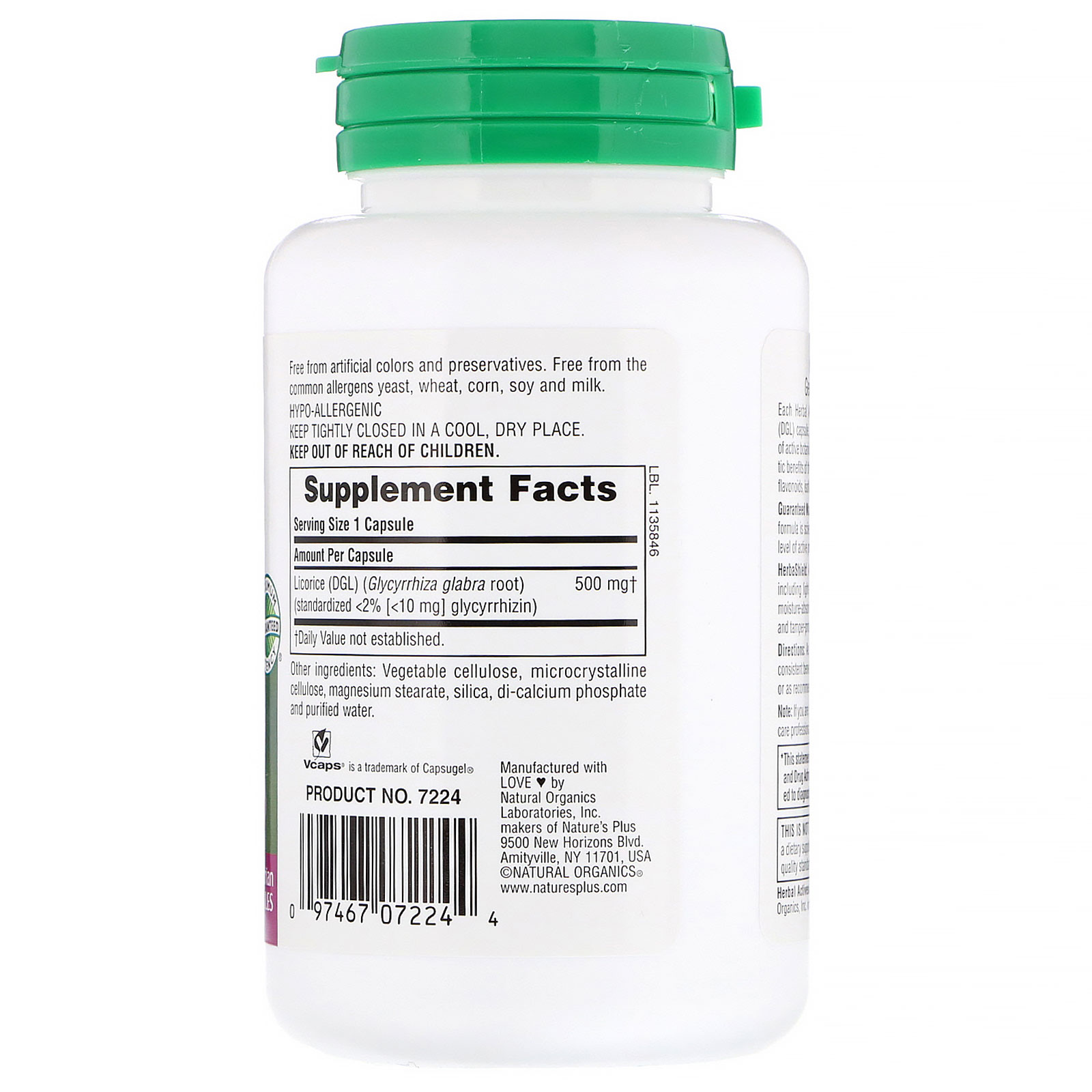 Comprar Nature's Plus, Herbal Actives, Alcaçuz (DGL), 500 mg, 60 Cápsulas Vegetarianas - Imagem 2