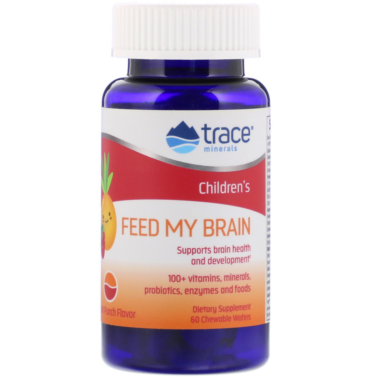 Comprar Trace Minerals Research, Children's, Feed My Brain, Fruit Punch Flavor, 60 Chewable Wafers
