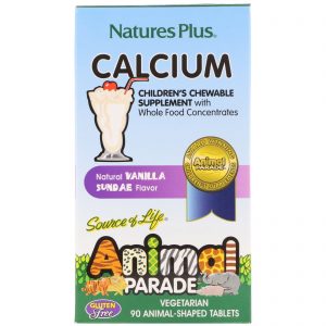 Comprar Nature's Plus, Source of Life, Animal Parade, Cálcio, Suplemento Mastigável para Crianças, Sabor Natural de Baunilha, 90 Comprimidos em Forma de Animal
