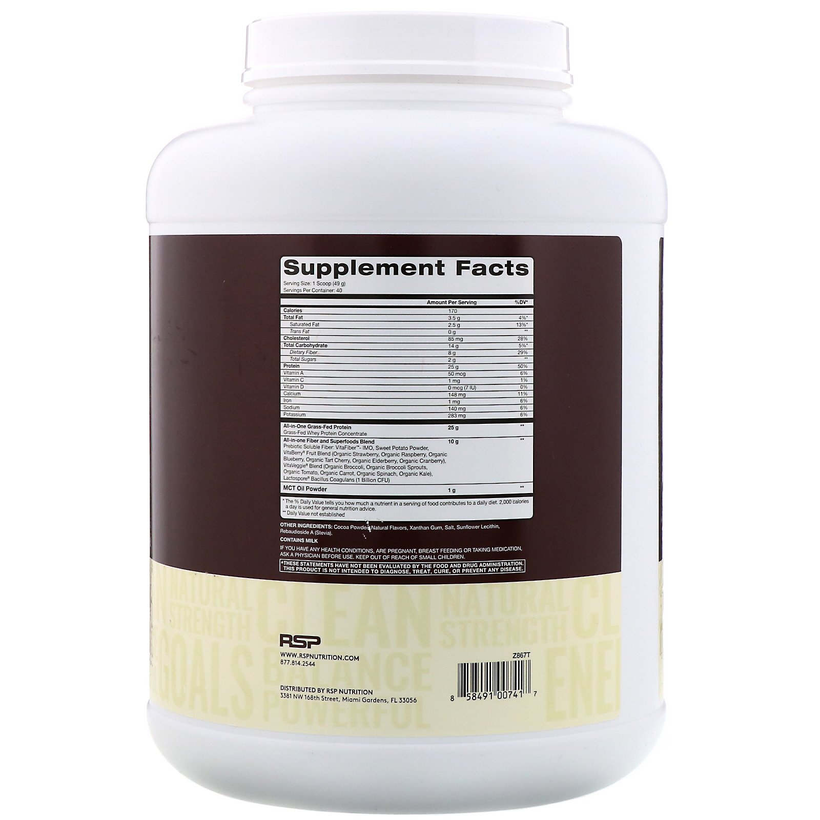 Comprar RSP Nutrition, Truefit, Shake de Proteína do Soro de Leite (whey) Alimentado com Grama, Chocolate, 1,92 kg (4,23 lbs) - Imagem 2