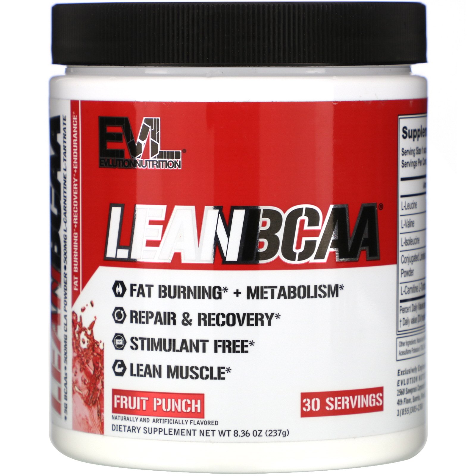 Comprar EVLution Nutrition, LeanBCAA, Fruit Punch, 8.36 oz (237 g)