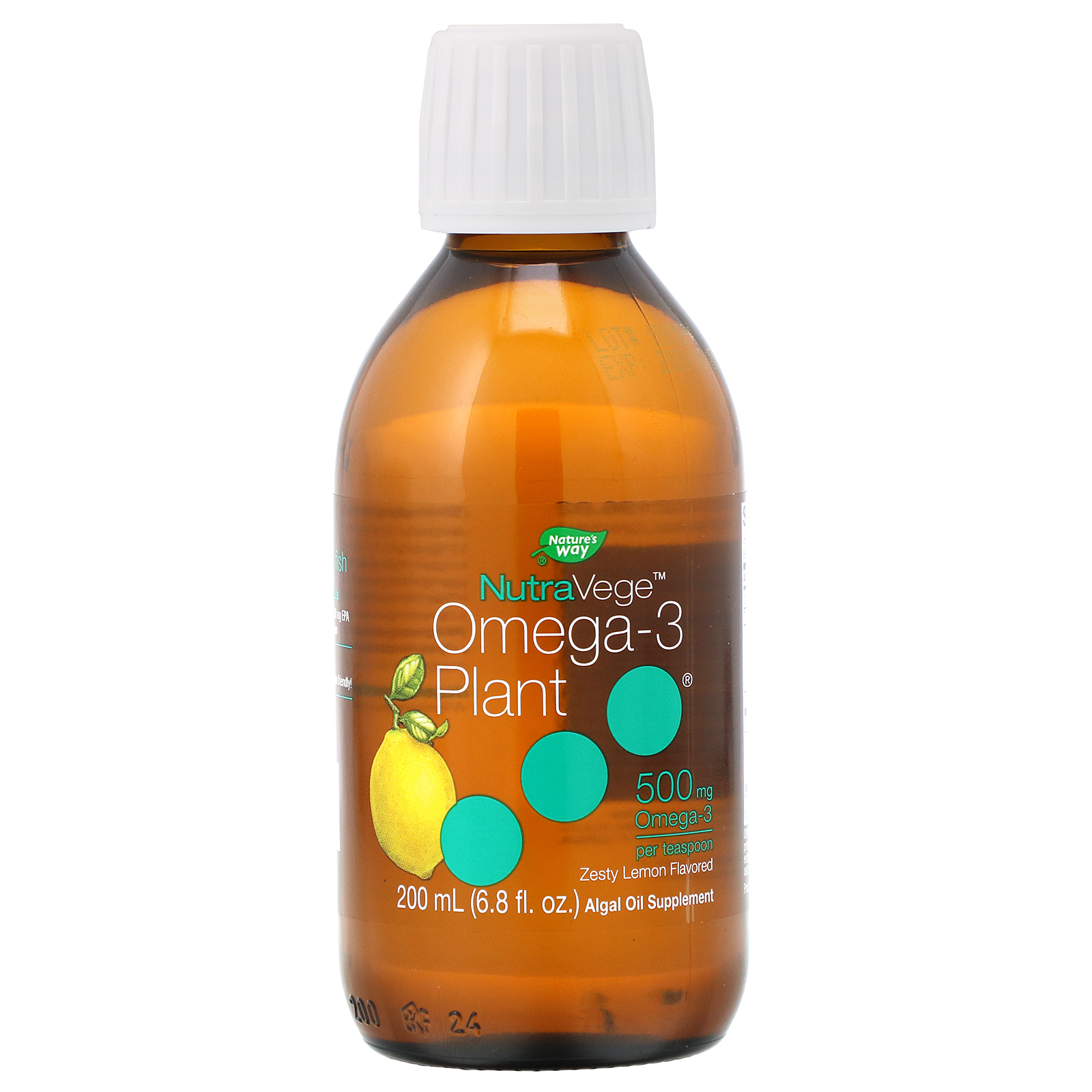 Comprar Ascenta, NutraVege, Ômega-3 vegetal, Sabor limão siciliano, 500 mg, 6,8 fl oz (200 ml)