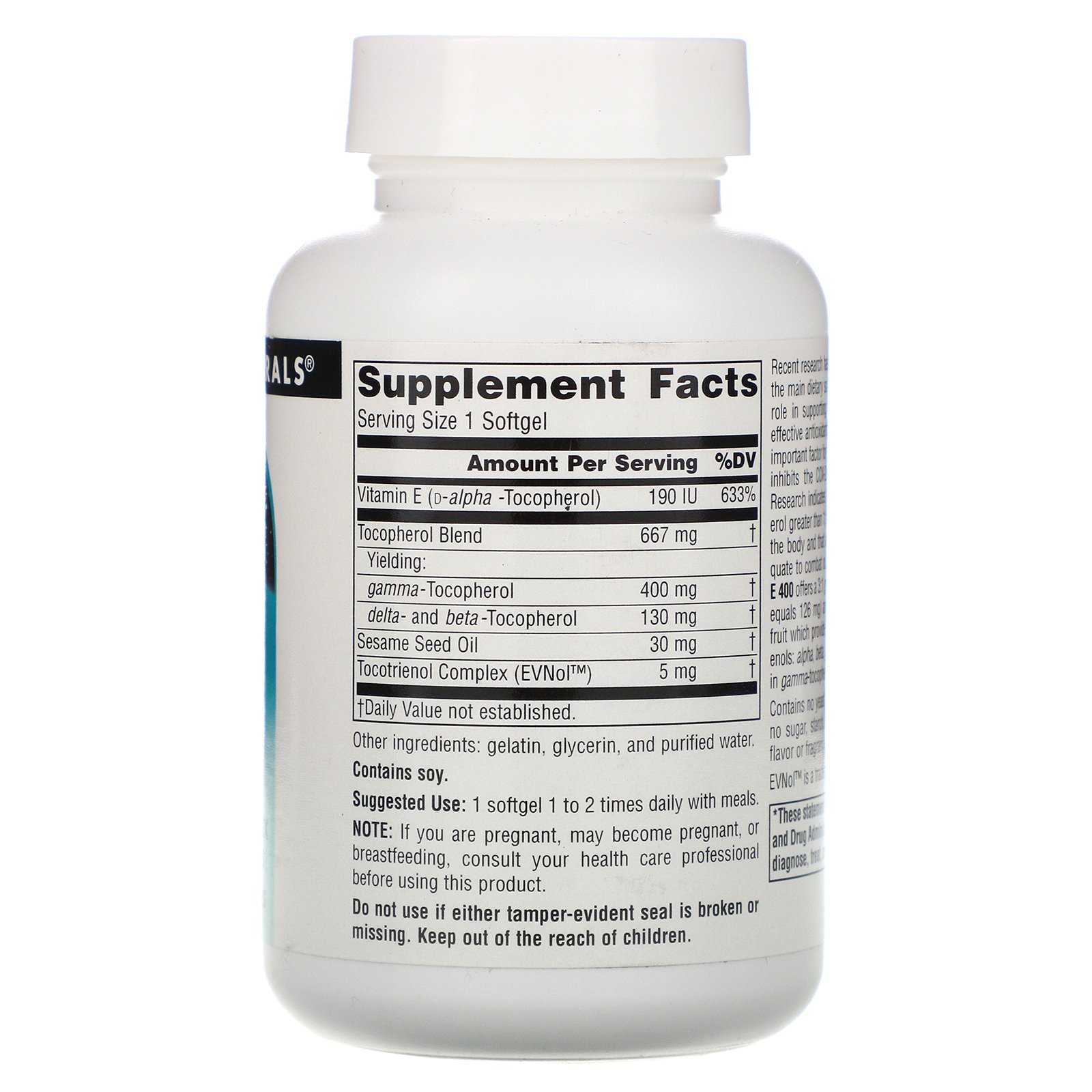 Comprar Source Naturals, Gamma E 400 Complexo, 60 cápsulas softgel - Imagem 2