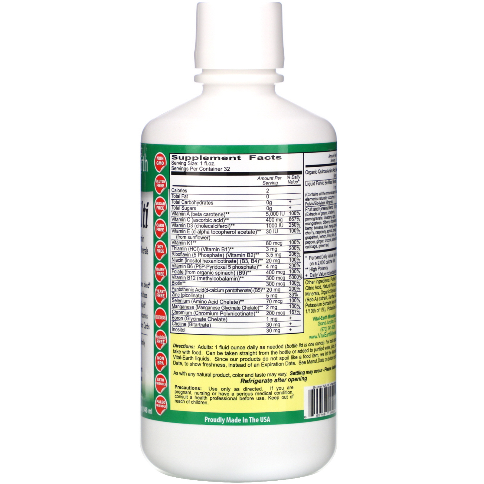 Comprar Vital Earth Minerals, Super Multi, Natural Tropical Tangerine Flavor, 32 fl oz (946 ml) - Imagem 2