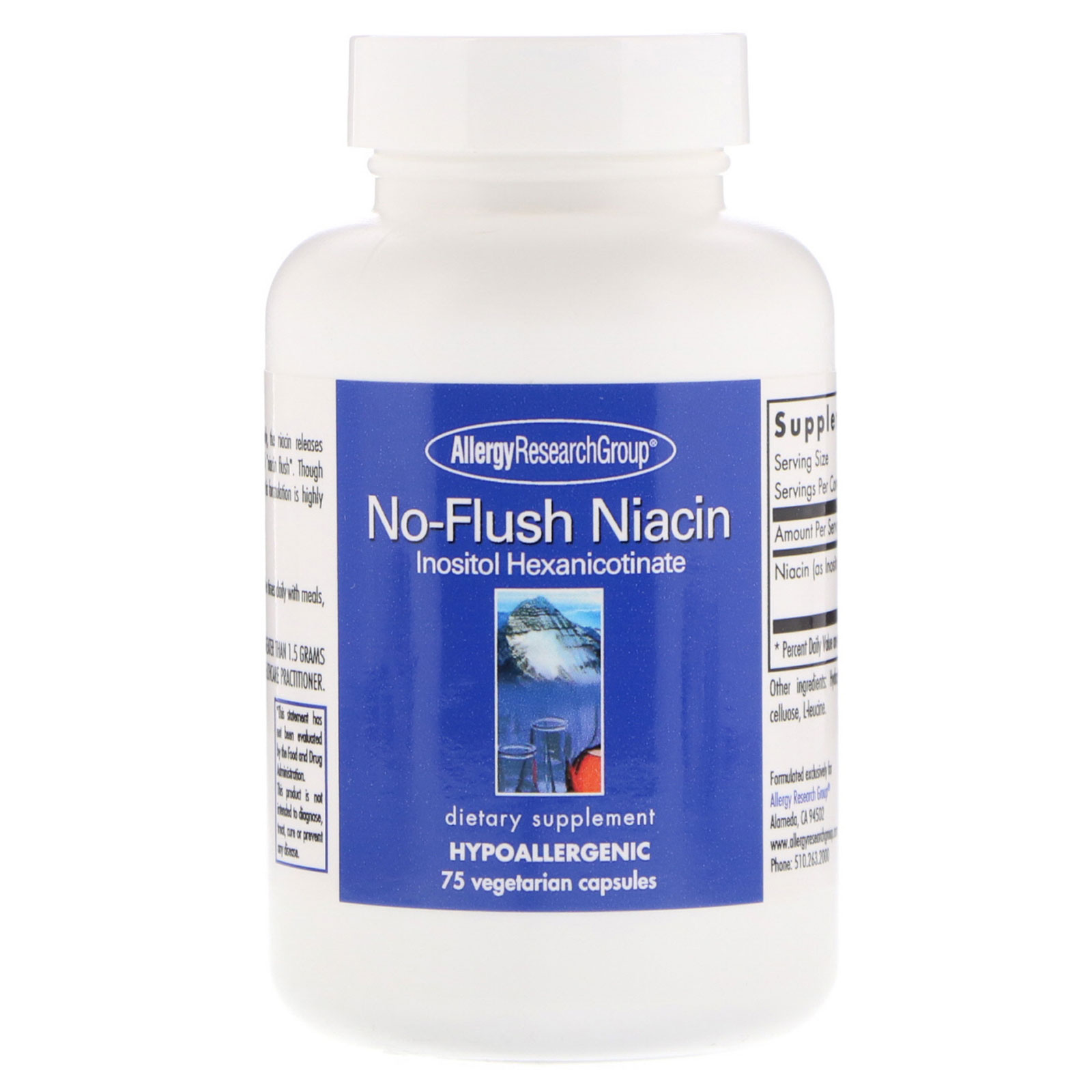 Comprar Allergy Research Group, No-Flush Niacin, 75 Vegetarian Capsules