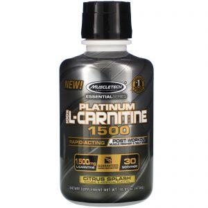 Comprar Muscletech, Essential Series, Platinum 100% L-Carnitine 1500, Post-Workout, Citrus Splash, 1,500 mg, 16 oz (473 ml)