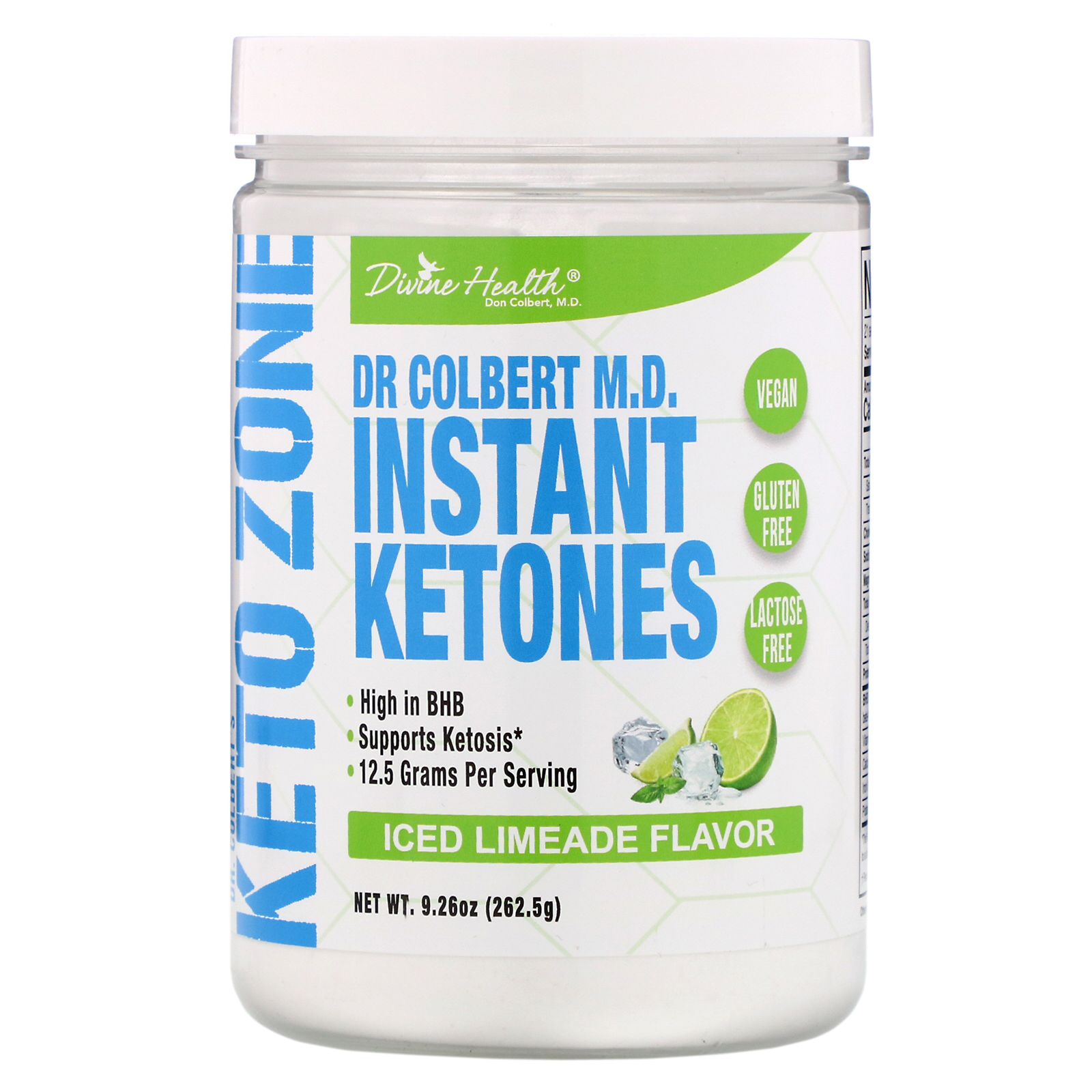 Comprar Divine Health, Dr. Colbert's Keto Zone, Instant Ketones, Iced Limeade , 9.26 oz (262.5 g)
