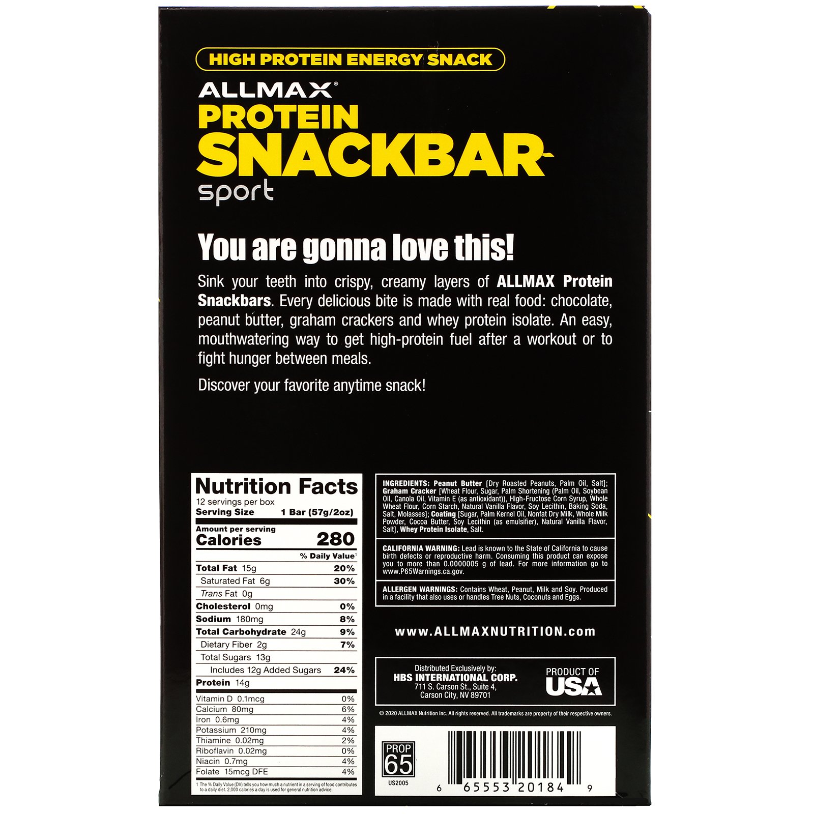 Comprar ALLMAX Nutrition, Lanche energético com alto teor de proteína, barra de proteínas, chocolate branco, manteiga de amendoim, 12 barras, 57 g (2 oz) cada - Imagem 3