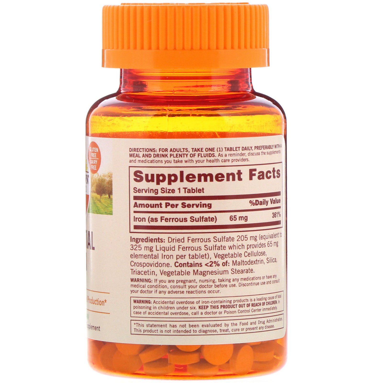 Comprar Sundown Naturals, Essential Iron, 65 mg, 120 Tablets - Imagem 2