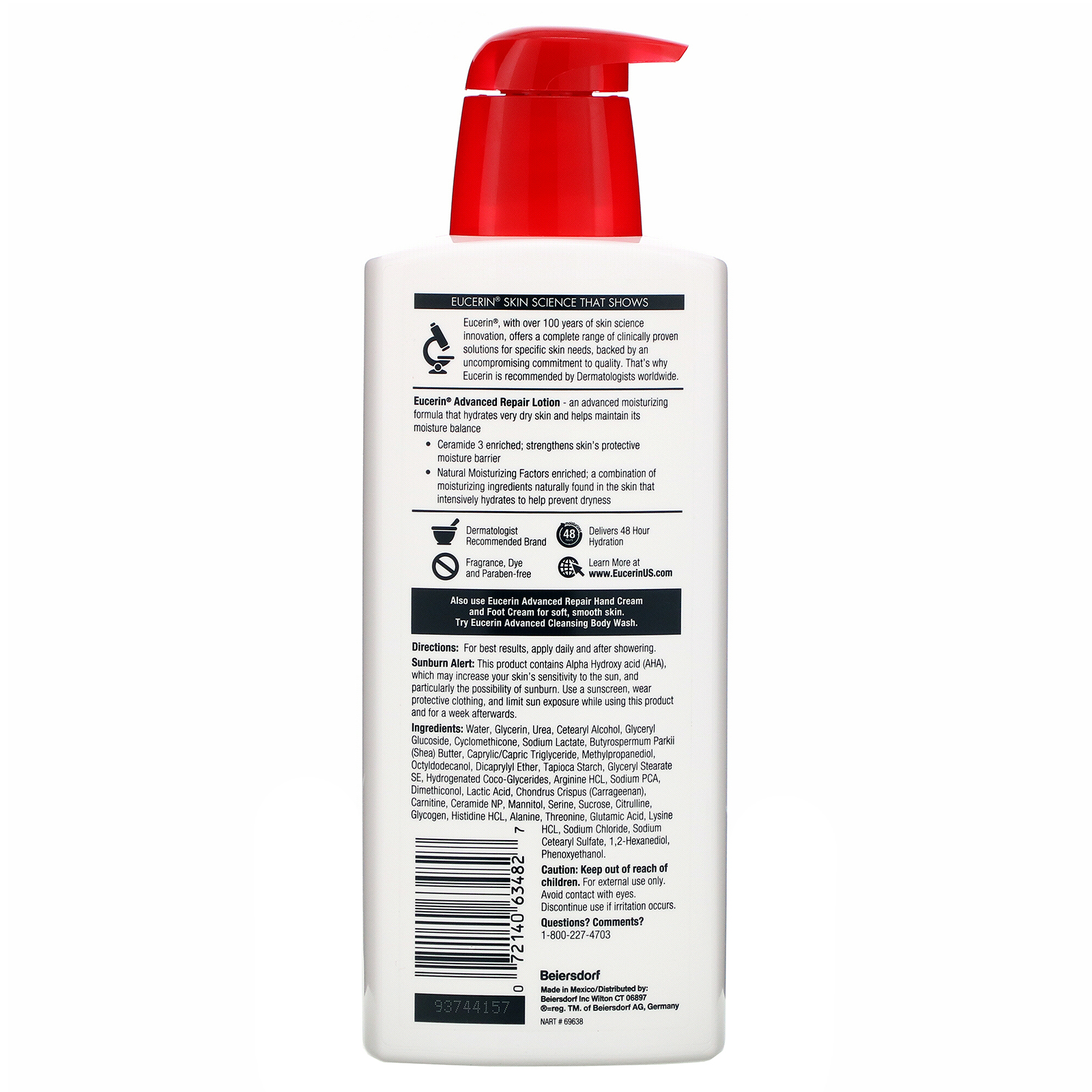 Comprar Eucerin, Loção Reparadora Avançada, Sem Fragrância, 16.9 fl oz (500 ml) - Imagem 2