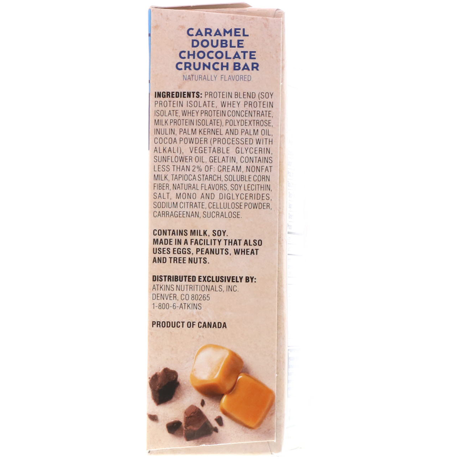 Comprar Atkins, Lanche, Barra Crocante de Caramelo e Chocolate Duplo, 5 Barrinhas, 44 g (1,55 oz) Cada - Imagem 3