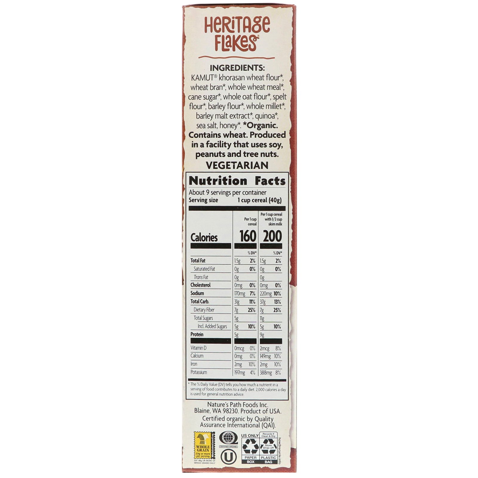 Comprar Nature's Path, Cereais Orgânicos Heritage Flakes, 375 g (13,25 oz) - Imagem 2