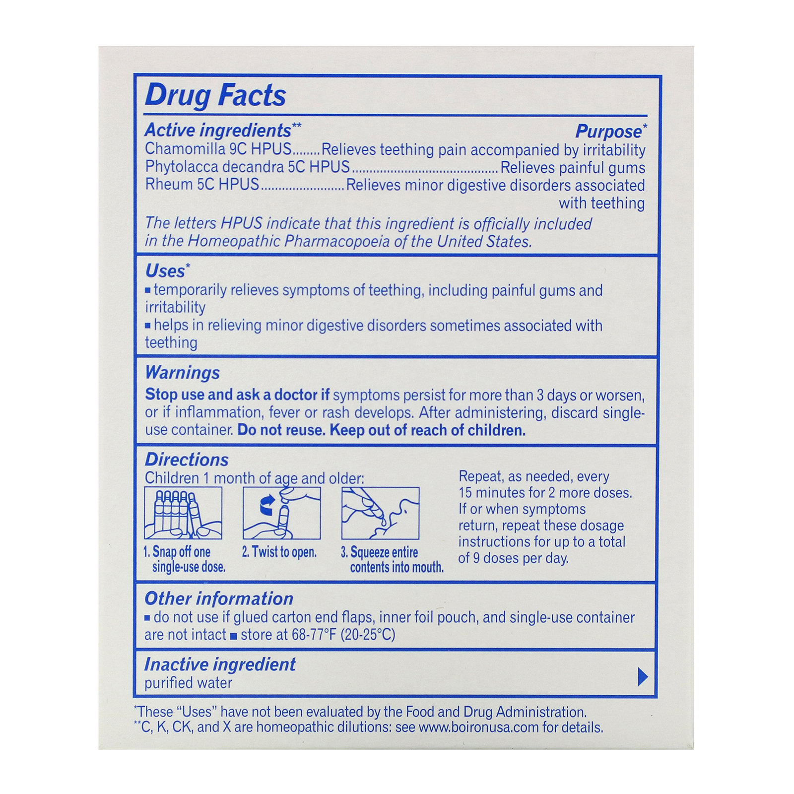 Comprar Boiron, Camilia, alívio para a dentição, 30 doses únicas de líquido, 0,034 fl oz Cada - Imagem 2