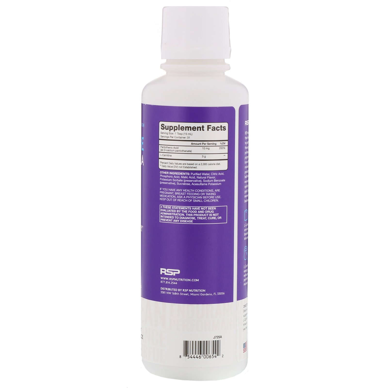 Comprar RSP Nutrition, L-Carnitina, Fórmula Líquida, Baga, 3.000 mg, 473 ml (16 fl oz) - Imagem 2