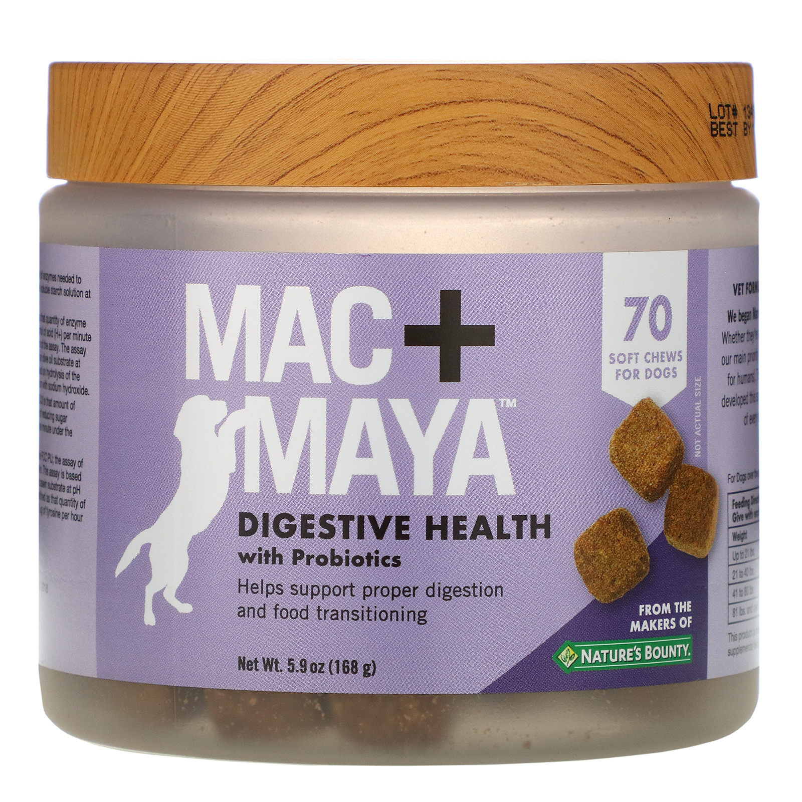 Comprar Nature's Bounty, Mac + Maya, Saúde Digestiva com Probióticos, Para Cachorros, 70 Petiscos Macios