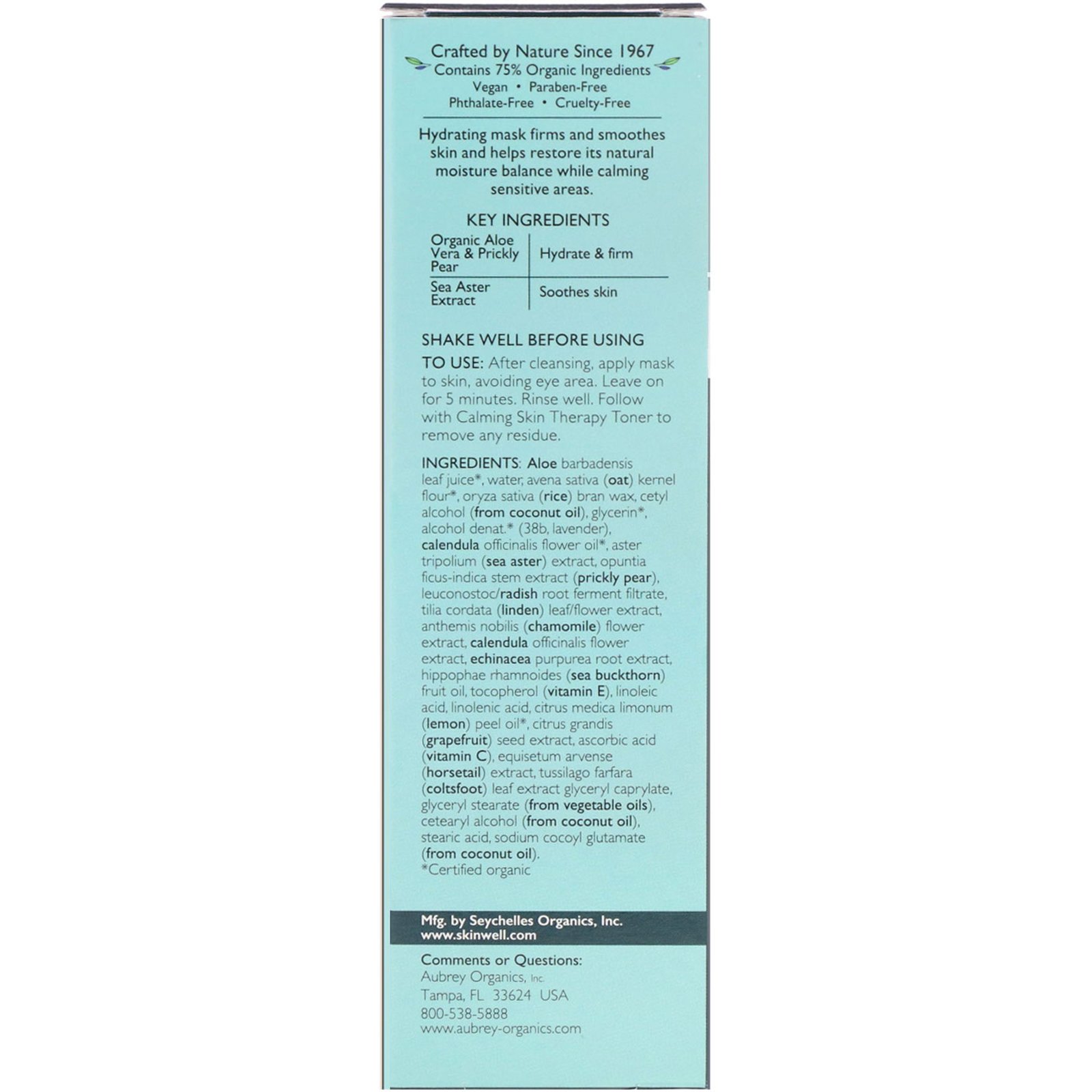 Comprar Aubrey Organics, Terapia Calmante para a Pele, Máscara Hidratante, Peles Sensíveis, 3 fl oz (89 ml) - Imagem 2