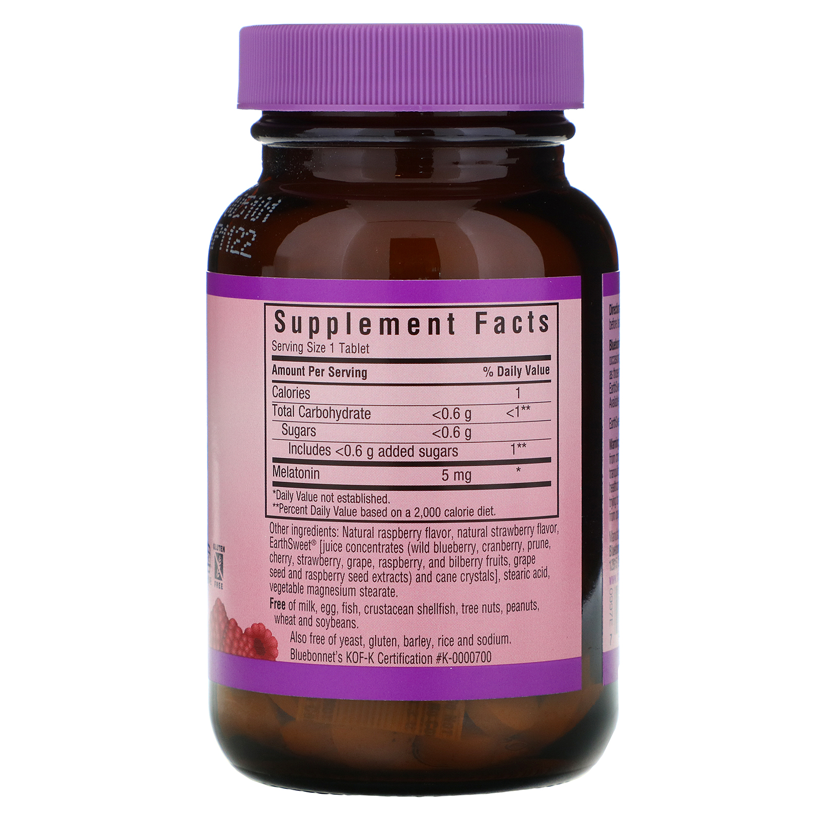 Comprar Bluebonnet Nutrition, Mastigáveis Doces da Terra, Melatonina, Sabor Natural de Framboesa, 5 mg, 120 Comprimidos Mastigáveis - Imagem 2