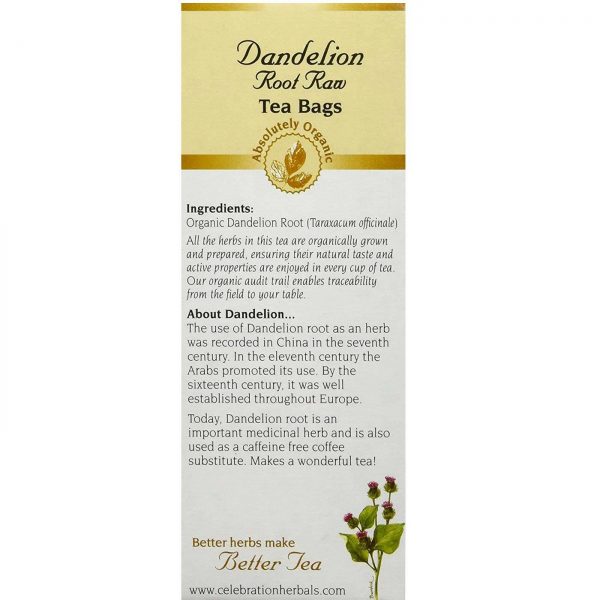 Comprar Celebration Herbals Herbal Tea, Chá de Raiz Dente de Leão Orgânico - 24 Saquinhos de Chá - Imagem 4