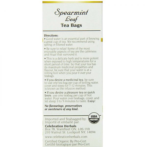 Comprar Celebration Herbals, Chá Orgânico de Folhas de Hortelã - 24 sacos de chá. - Imagem 4