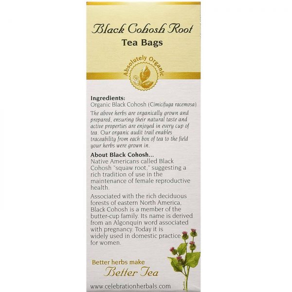 Comprar Celebration Herbals, Chá de Cohosh Preto Orgânico - 24 Saquinhos de Chá - Imagem 4