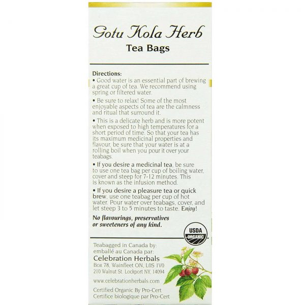 Comprar Celebration Herbals Herbal Tea, Chá de Gotu Kola Orgânico - 24 Saquinhos de Chá - Imagem 4