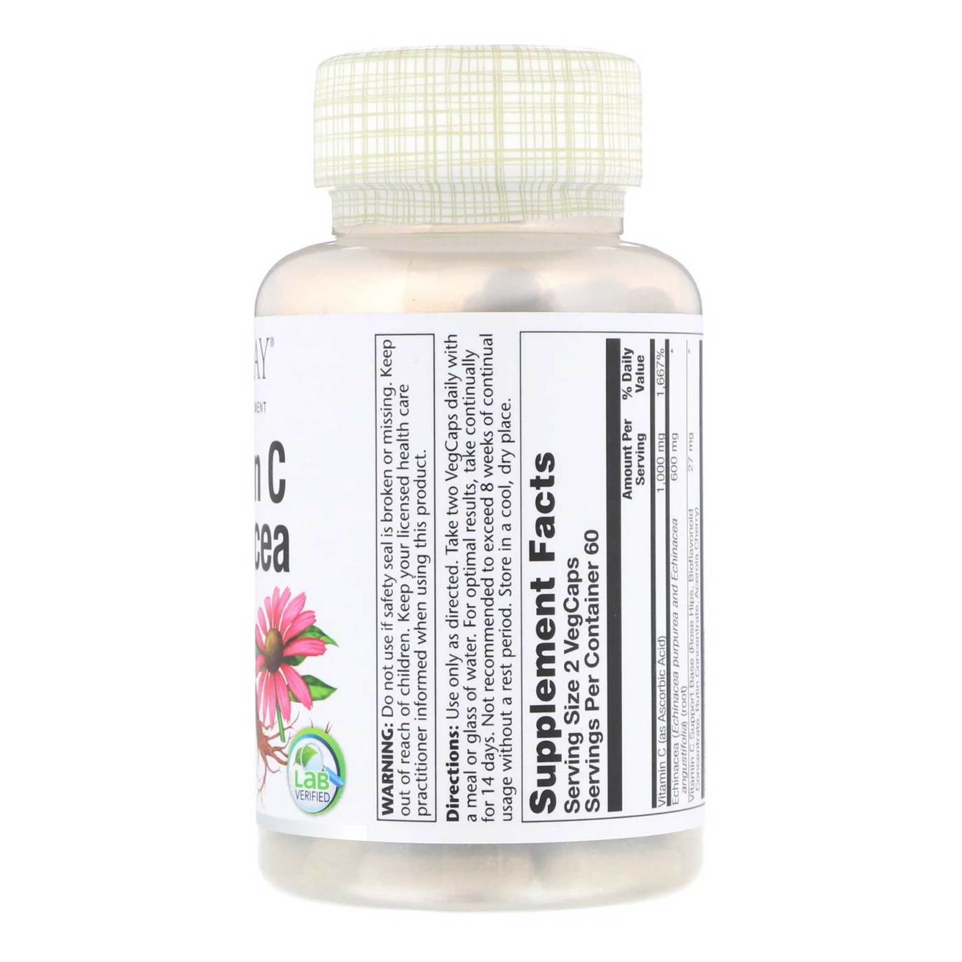 Comprar Solaray, Vitamina C com Equinácea - 120 Cápsulas - Imagem 2