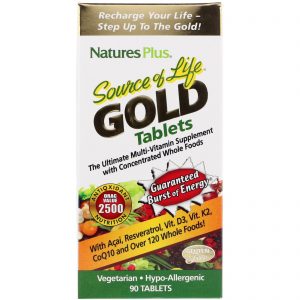 Comprar Nature's Plus, Fonte da Vida Ouro, O Suplemento Máximo de Multivitaminas, 90 Comprimidos