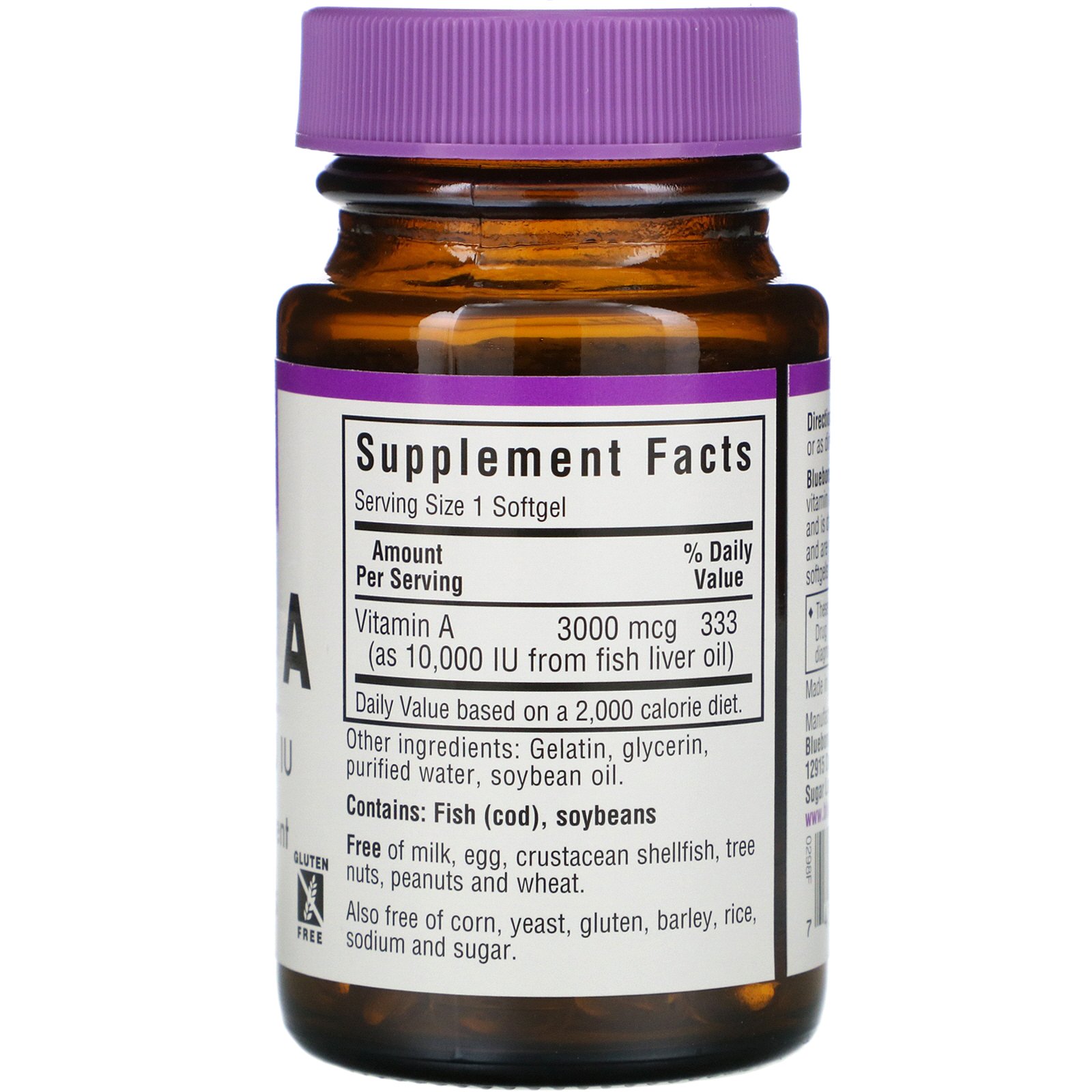 Comprar Bluebonnet Nutrition, Vitamin A, 10,000 IU, 100 Softgels - Imagem 2