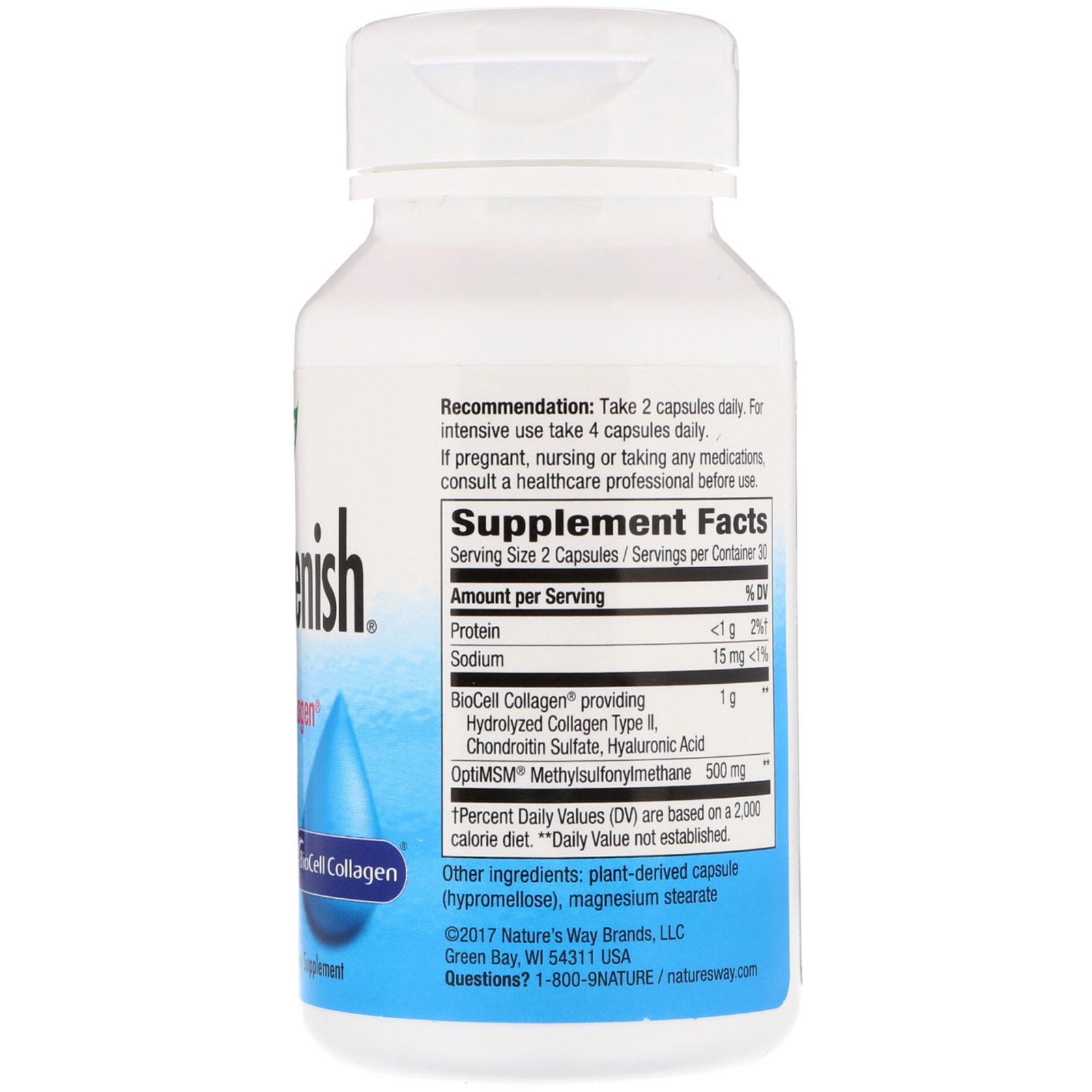 Comprar Nature's Way, Colágeno BioCell Patenteado pela Hydraplenish com MSM, 60 cápsulas - Imagem 2