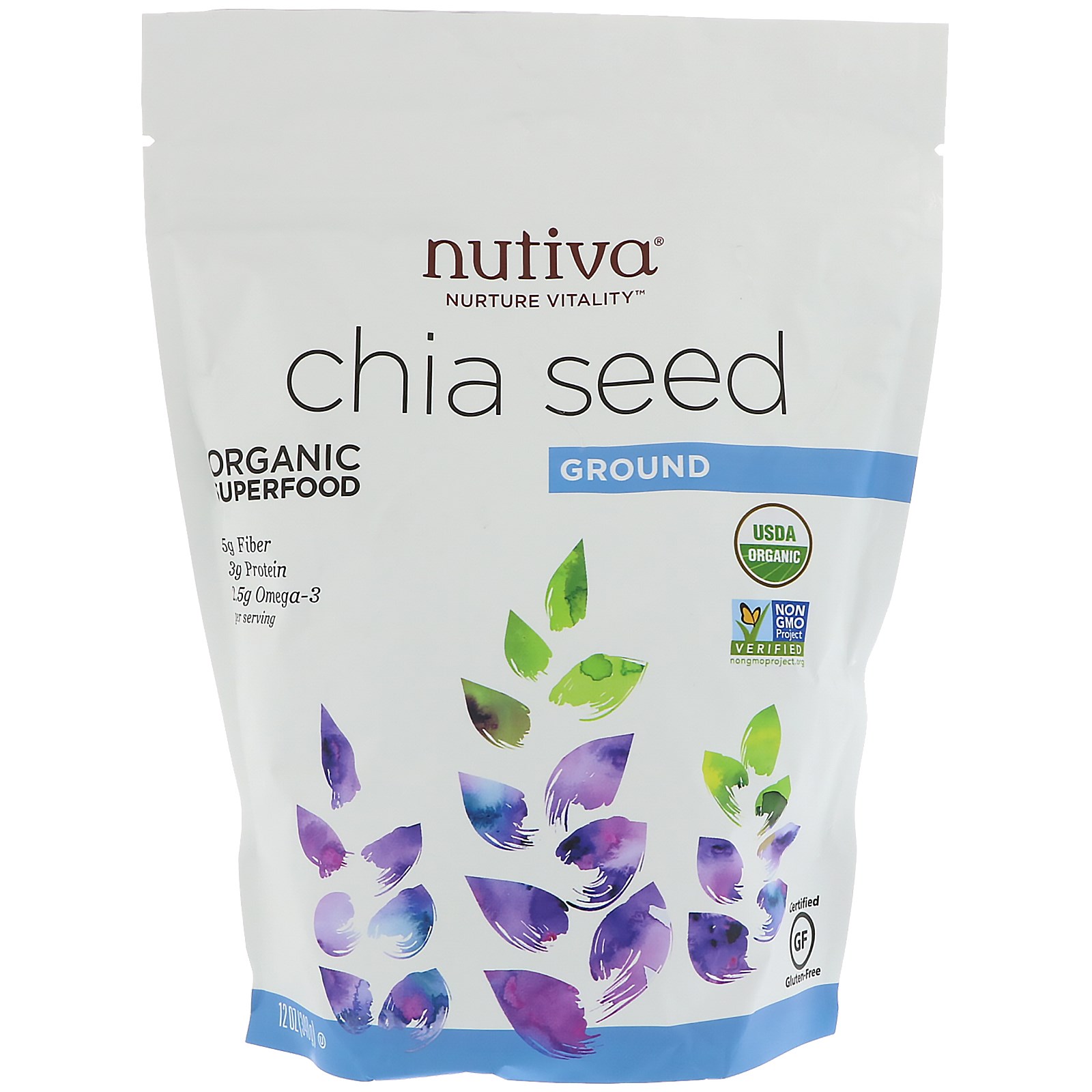 Comprar Nutiva, Sementes de Chia Moída Orgânica, 12 onças (340 g)