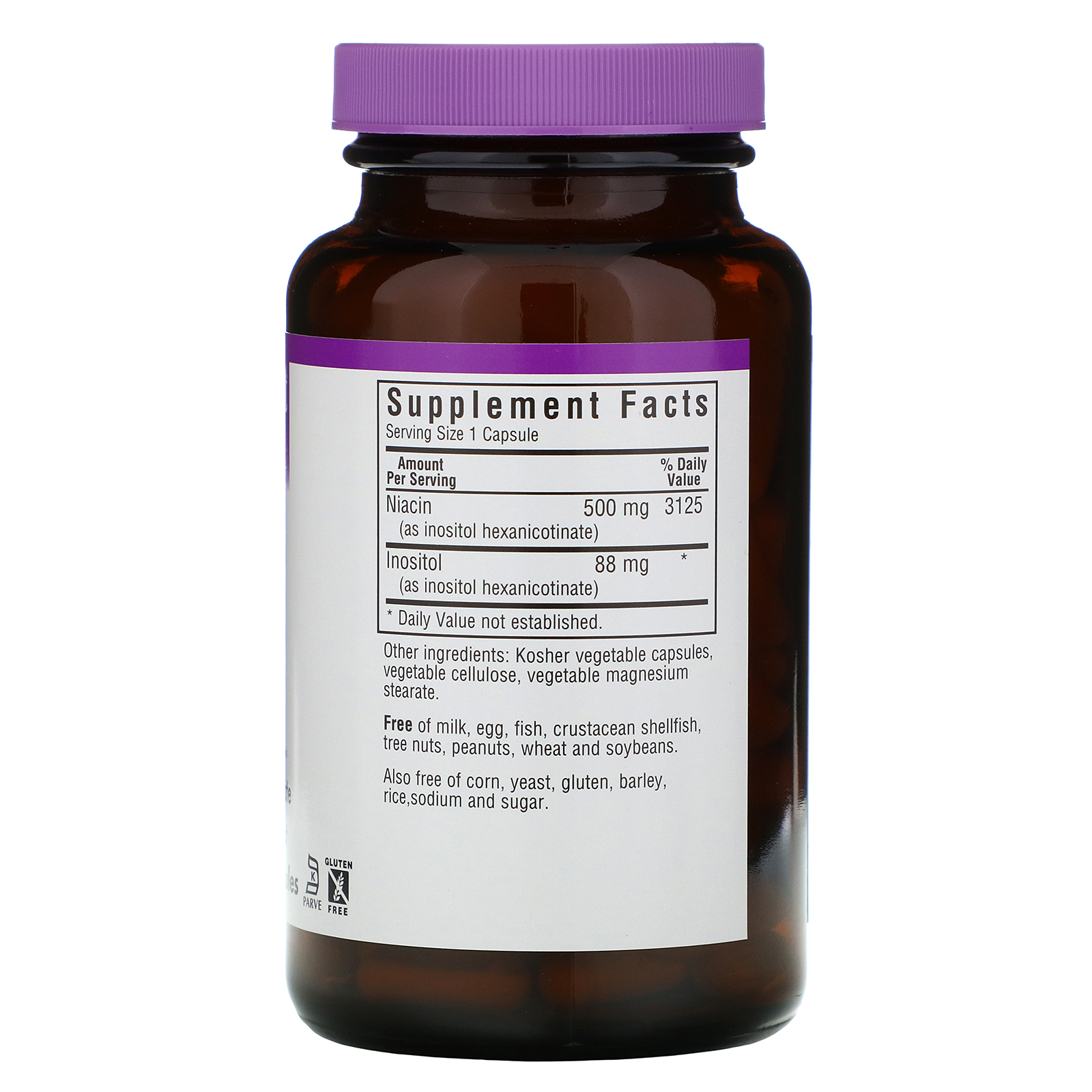 Comprar Bluebonnet Nutrition, Flush-Free Niacin, 500 mg, 120 Vegetable Capsules - Imagem 2