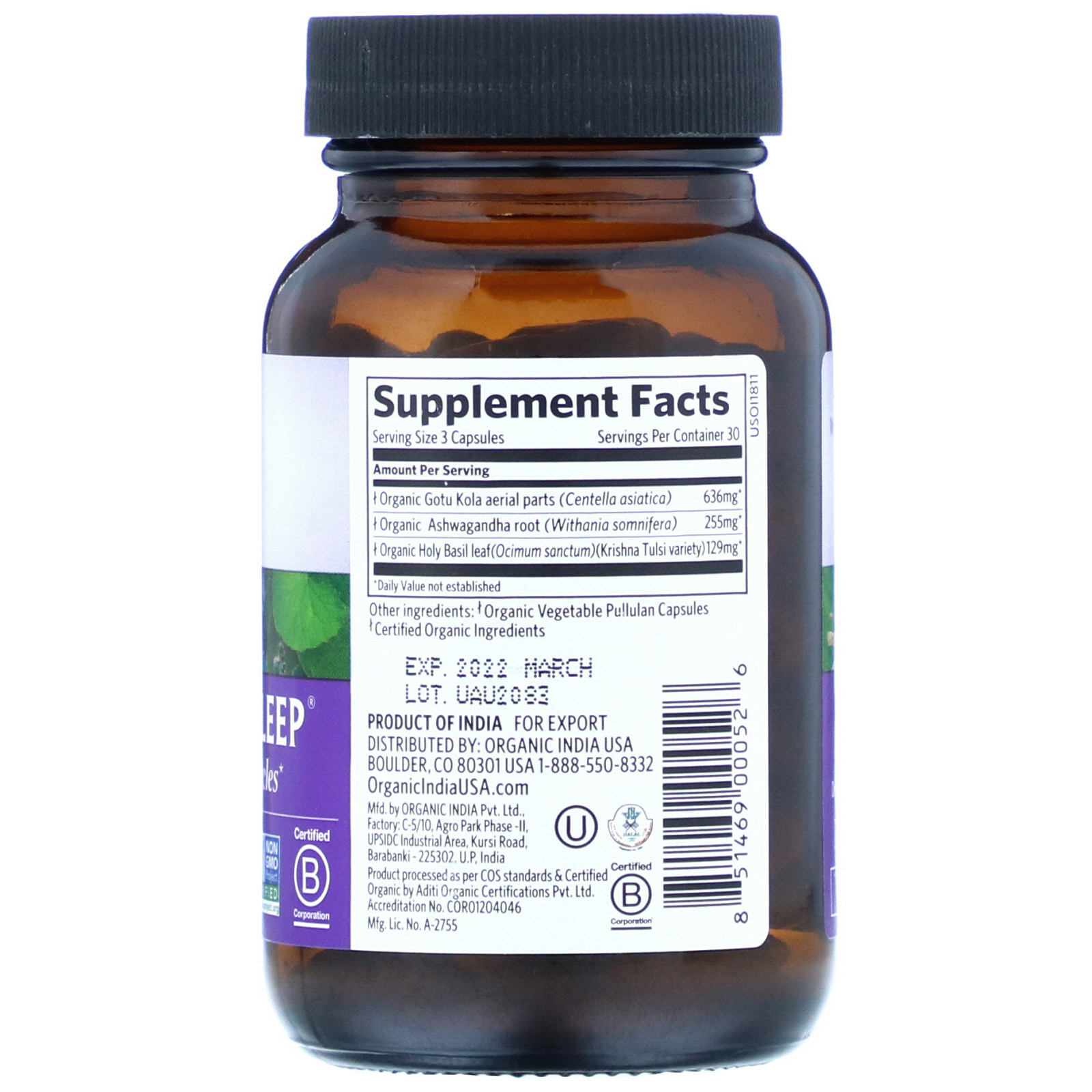 Comprar Organic India, Peaceful Sleep, 90 Vegetarian Caps - Imagem 2