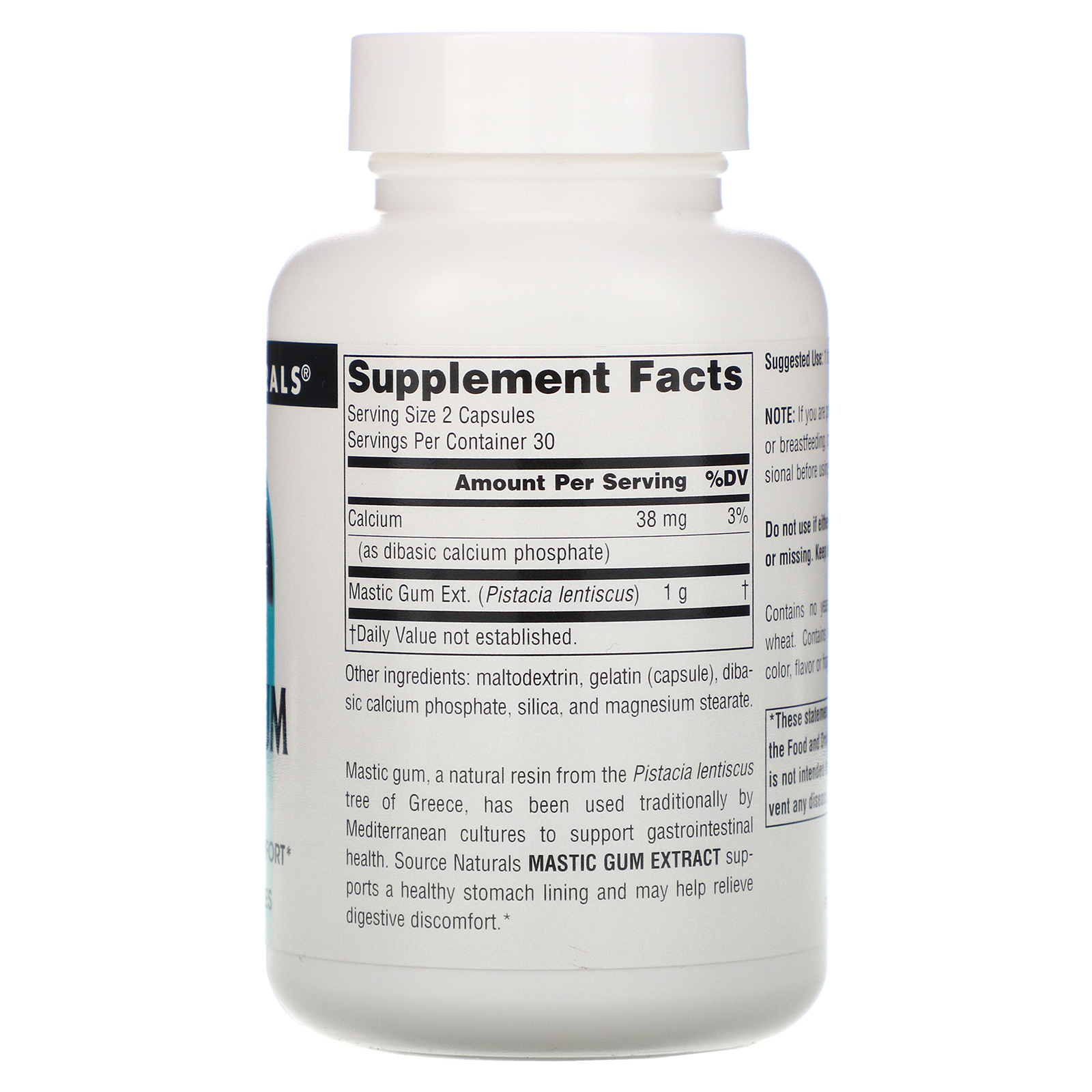 Comprar Source Naturals, Extrato de Goma de Mástique, 60 Cápsulas - Imagem 2