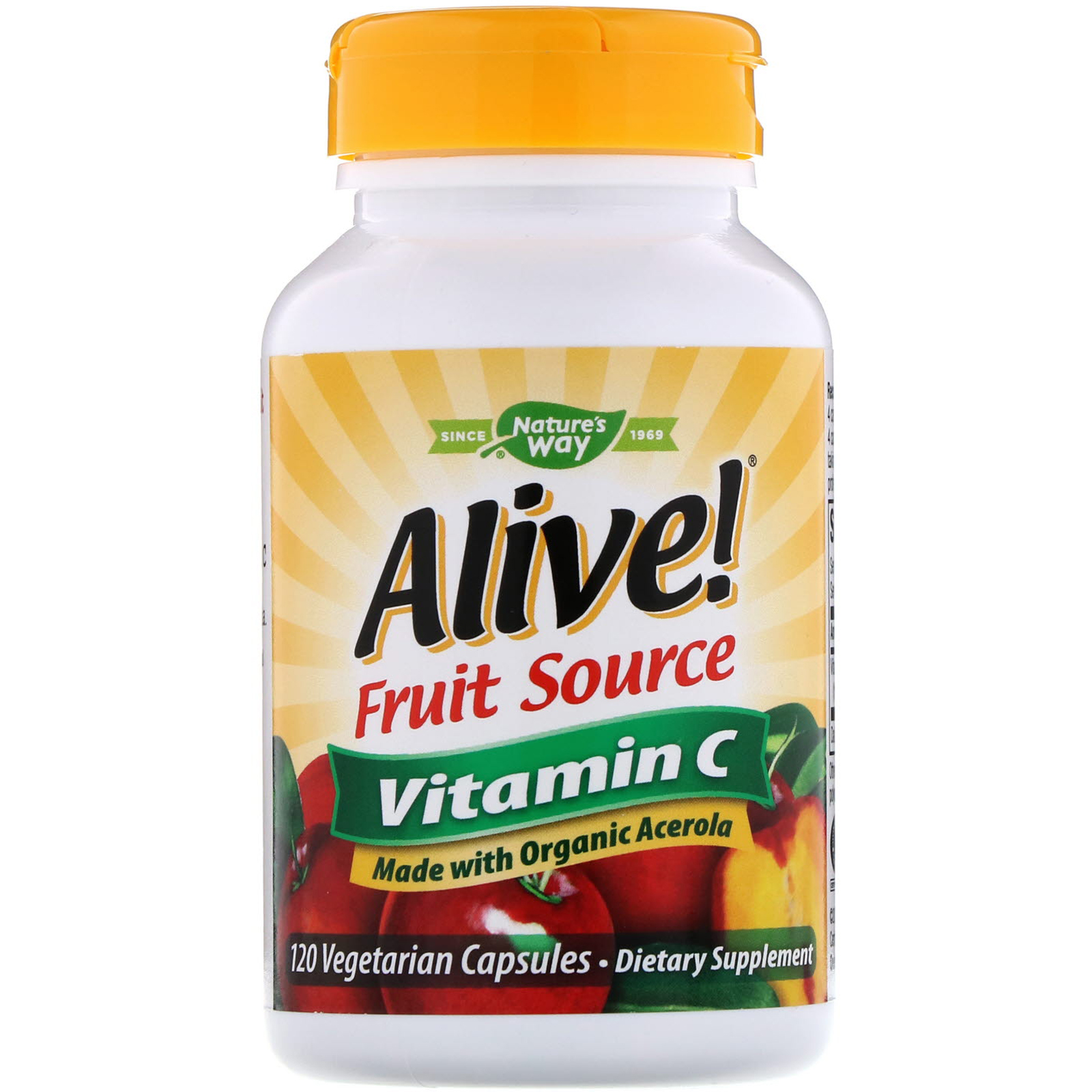 Comprar Nature's Way, Alive!, Fruit Source, Vitamina C, 120 Cápsulas Vegetarianas - Imagem 3