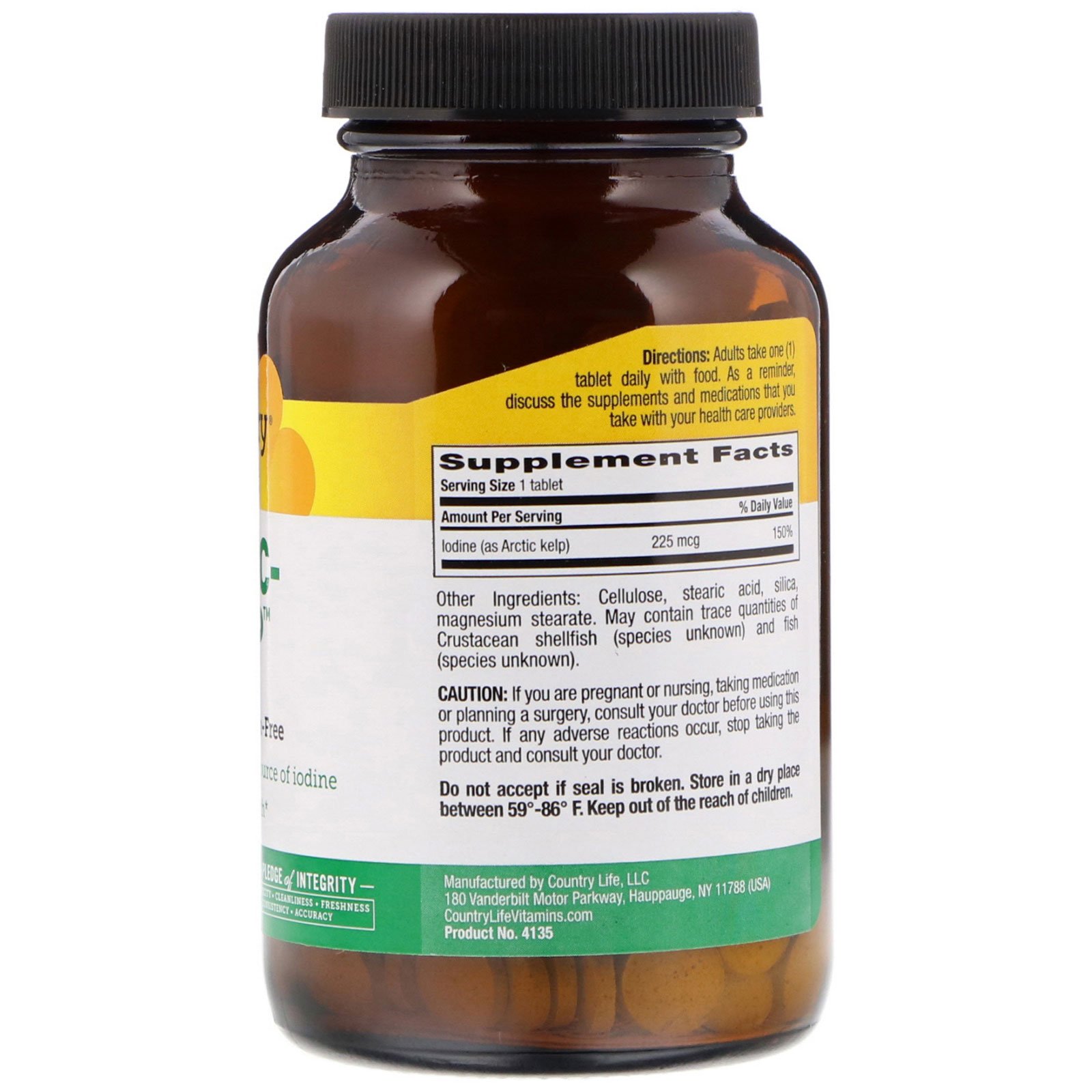 Comprar Country Life, Barrilha Ártica, 225 mcg, 300 Tabletes - Imagem 2