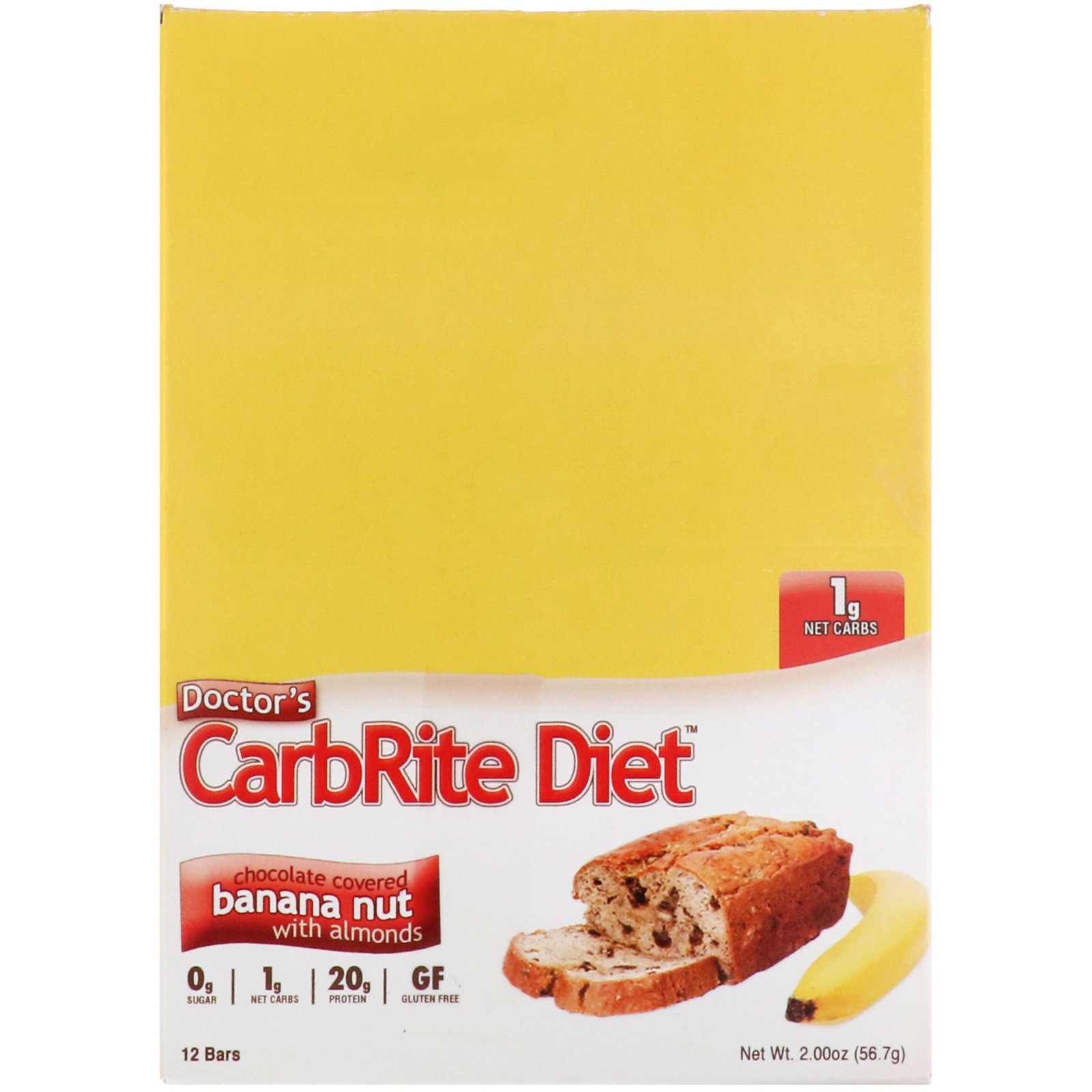 Comprar Universal Nutrition, Doctor's CarbRite Diet Bars, Chocolate Covered Banana Nut with Almonds, 12 Bars, 2 oz (56.7 g) Each - Imagem 2