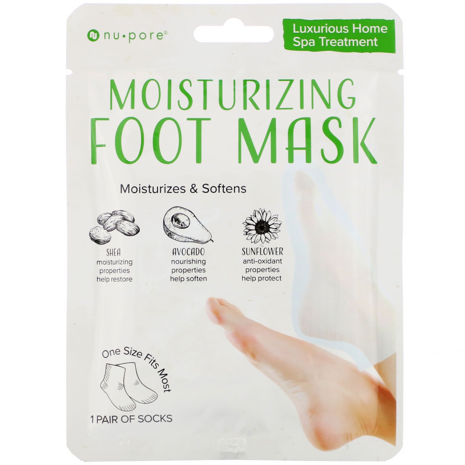 Comprar Nu-Pore, Moisturizing Foot Mask, 1 Pair