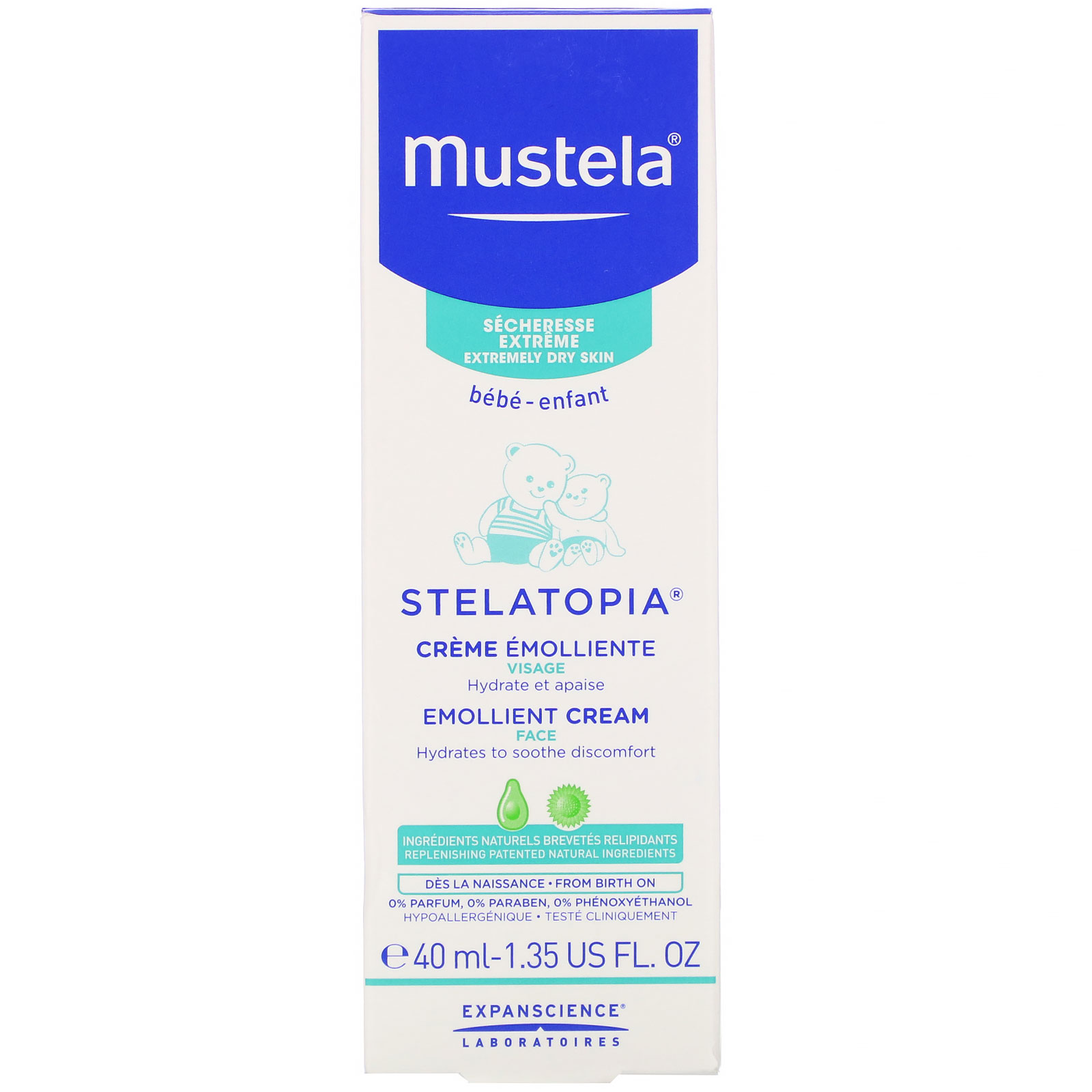 Comprar Mustela, Baby, Stelatopia Emollient Face Cream, 1.35 fl oz (40 ml)