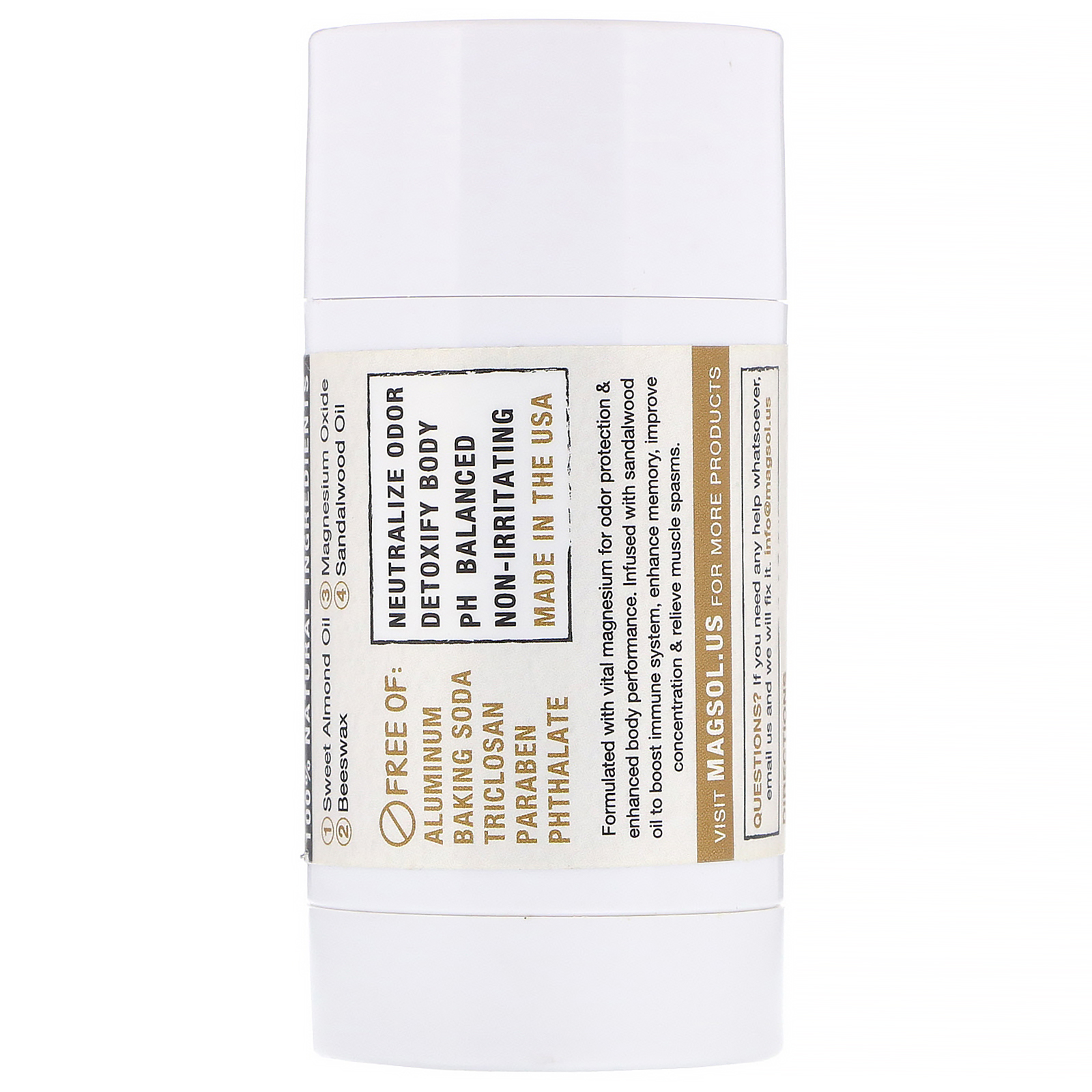 Comprar Magsol, Desodorante de Magnésio, Sândalo, 2,8 oz (80 g) - Imagem 2