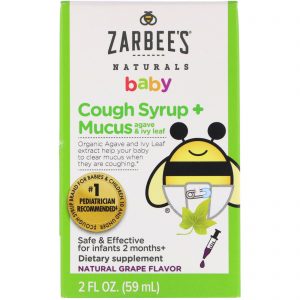 Comprar Zarbee's, Baby, Cough Syrup + Mucus, Agave and Ivy Leaf, Natural Grape Flavor, 2 fl oz (59 ml)