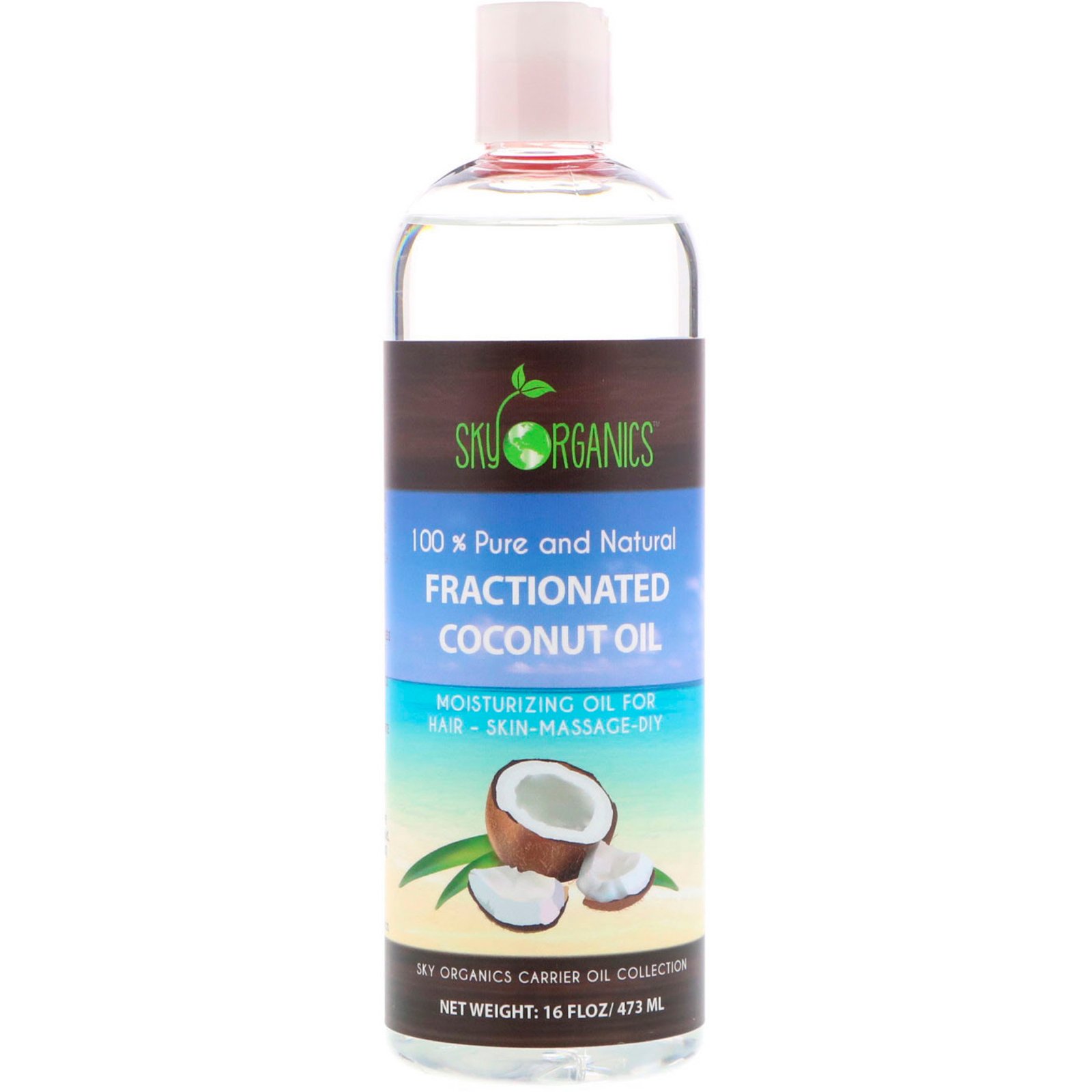Comprar Sky Organics, Fractionated Coconut Oil, 100% Pure and Natural, 16 fl oz (473 ml)